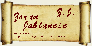 Zoran Jablančić vizit kartica